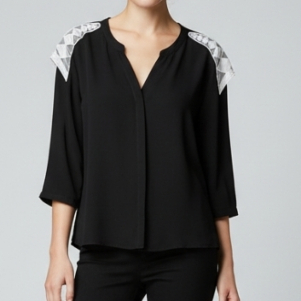 Covington  Dressy Black Top With Shoulder Accents Size XLP